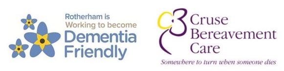 Rotherham is working to become dementia friendly logo. Cruse bereavement care logo
